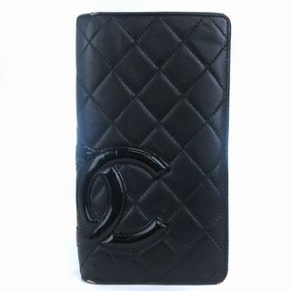 シャネル(CHANEL)のシャネル カンボンライン 長財布 二つ折り レザー 黒 ピンク ■SM1(財布)