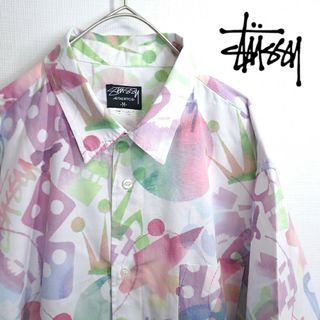 ステューシー(STUSSY)の【激レア】STUSSY 豪華デザイン 総柄 ワイド 半袖シャツ マルチカラー M(シャツ)