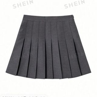 【美品】SHEIN グレープリーツミニスカート 制服風スカート(ミニスカート)