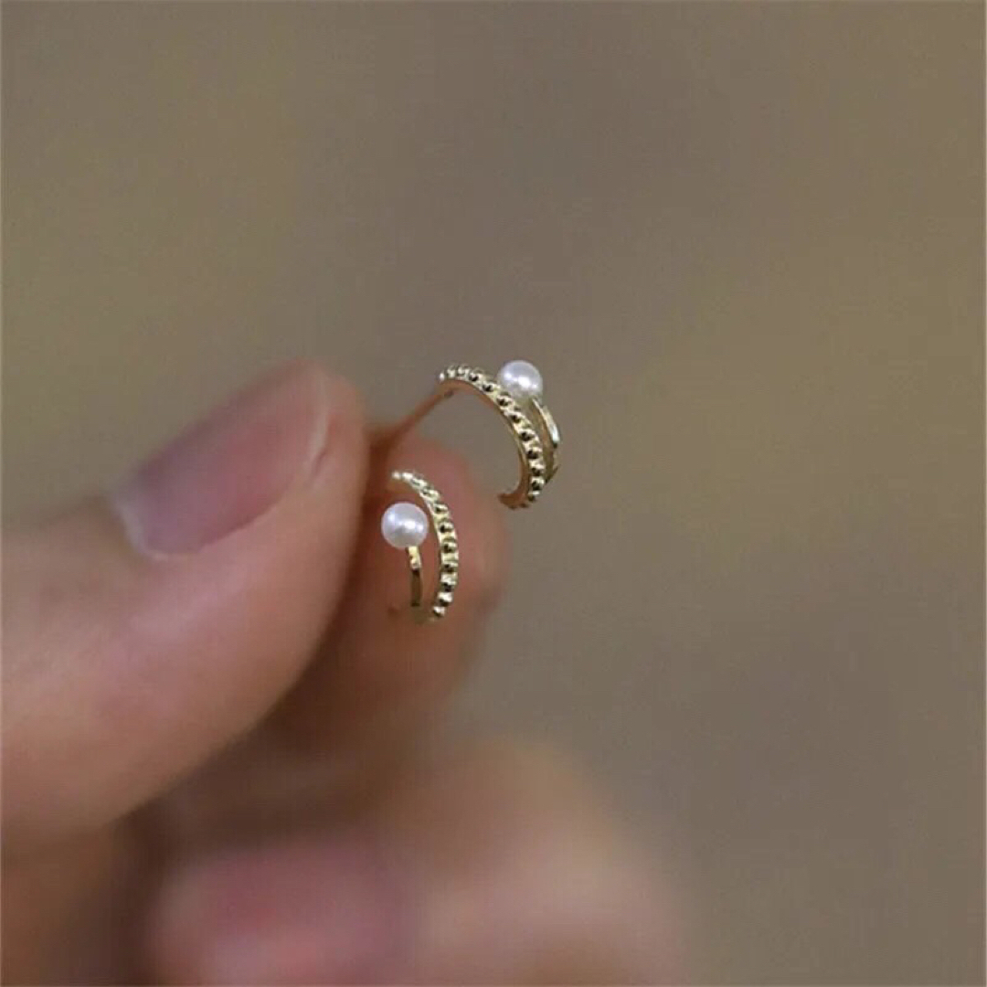  Pearl pierce 18k仕上げ　CZダイヤピアス　silver925 レディースのアクセサリー(ピアス)の商品写真