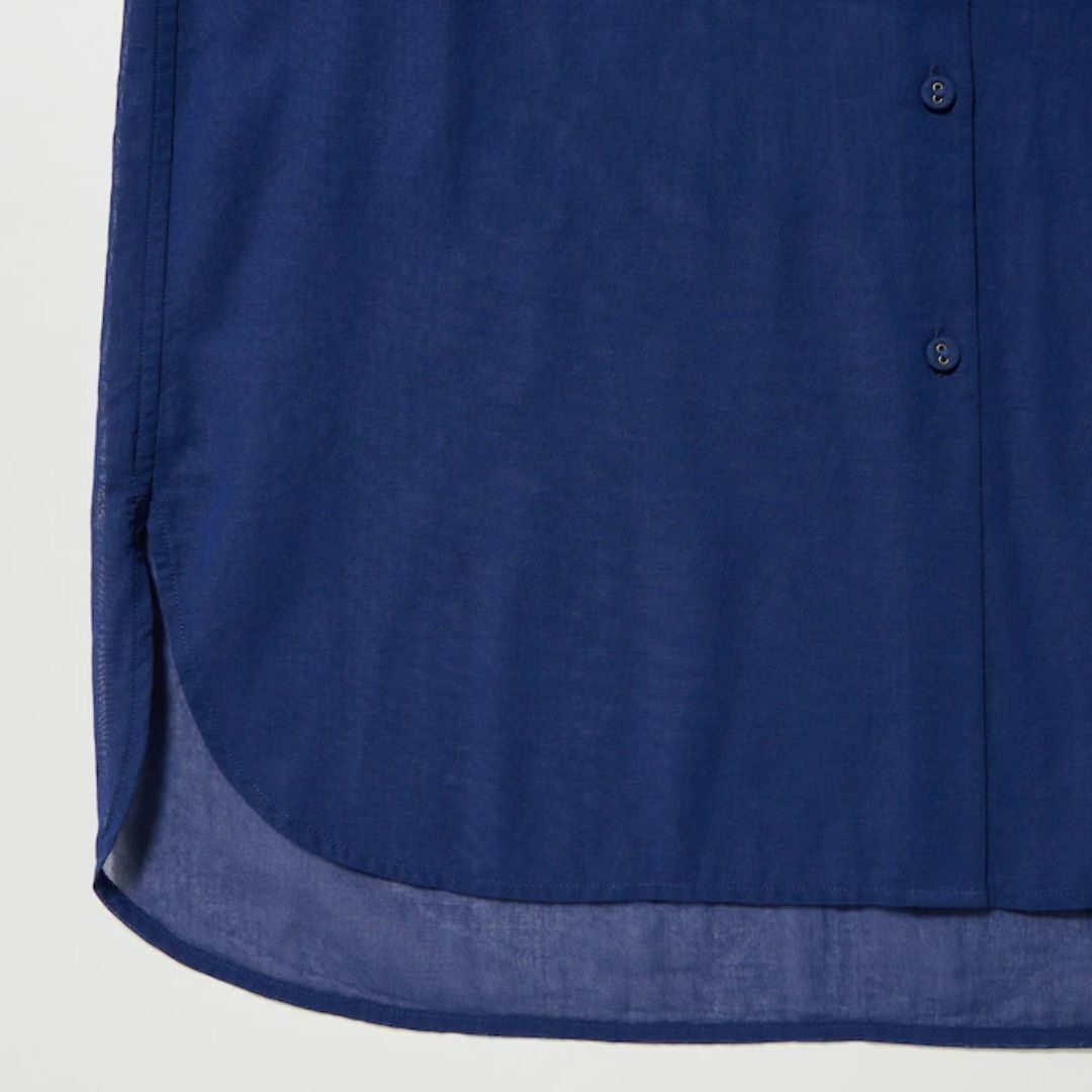 UNIQLO(ユニクロ)のイネス　コットンシアーシャツ（長袖）ブルー　ユニクロ　INES M レディースのトップス(シャツ/ブラウス(長袖/七分))の商品写真