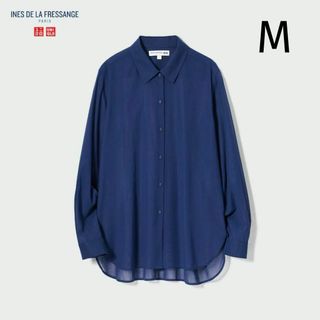 ユニクロ(UNIQLO)のイネス　コットンシアーシャツ（長袖）ブルー　ユニクロ　INES M(シャツ/ブラウス(長袖/七分))