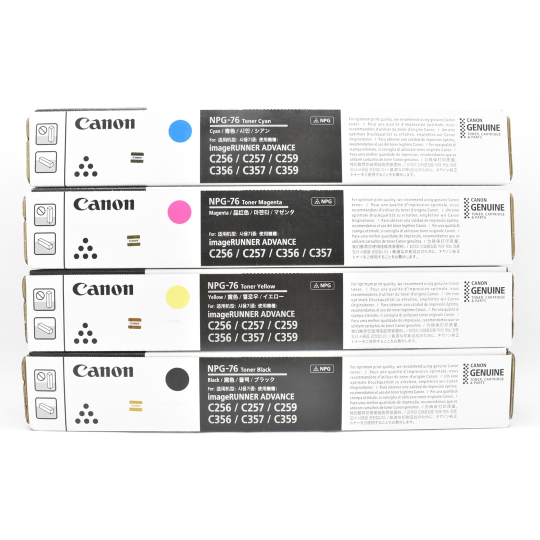 未使用 CANON 純正 トナー NPG-76 4色（シアン・マゼンタ・イエロー・ブラック）  キャノン ITDTUUSQJ6HO-YR-N06-byebye インテリア/住まい/日用品のオフィス用品(OA機器)の商品写真