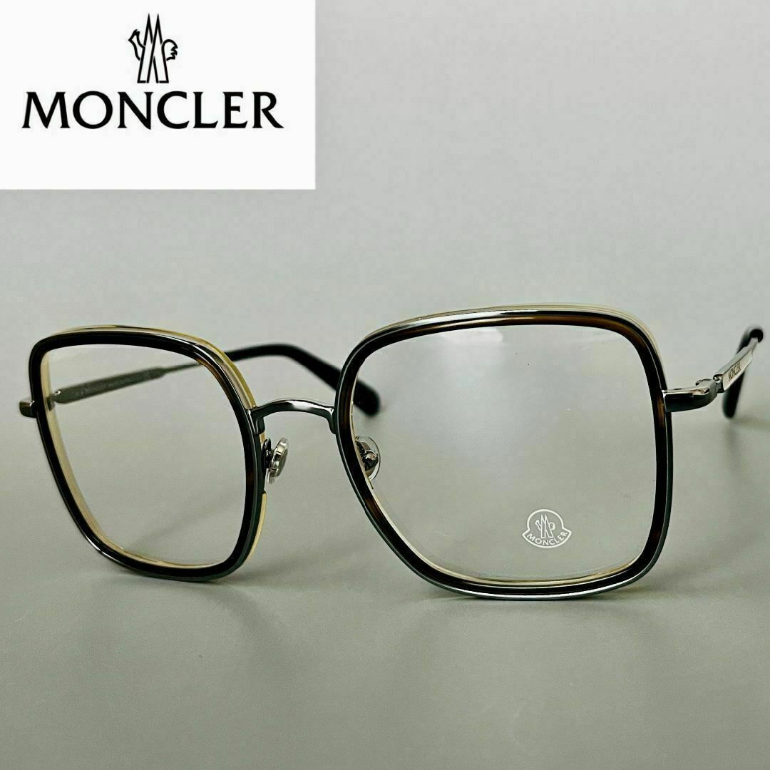 MONCLER(モンクレール)のメガネ モンクレール バタフライ シルバー オリーブ 銀 眼鏡 メタル 大きめ メンズのファッション小物(サングラス/メガネ)の商品写真