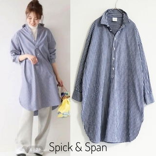 Spick & Span - 美品 スピックアンドスパン パールボタン ロングシャツ ストライプ  FREE
