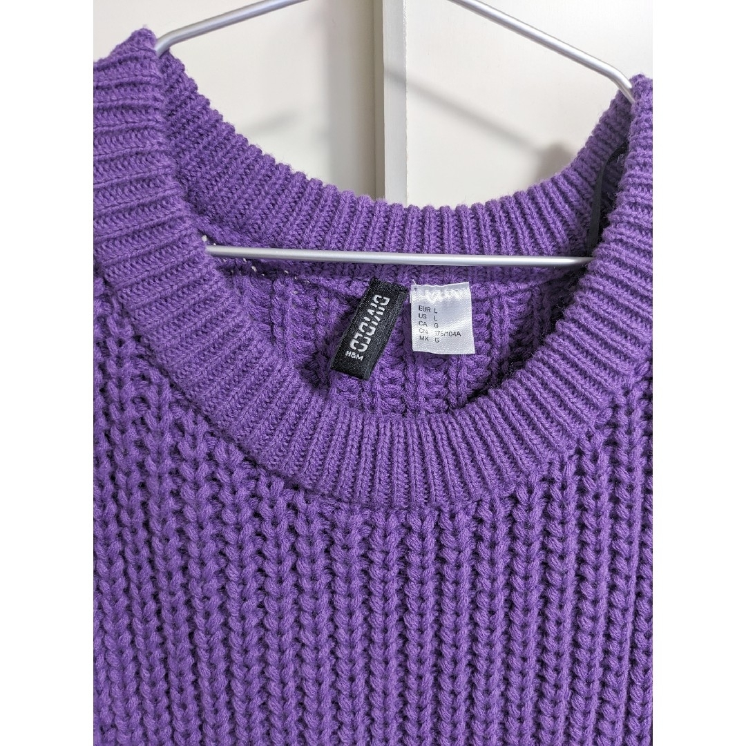 H&M(エイチアンドエム)の【H&M DIVIDED】ニット セーター リブニット ゆったり L 紫 レディースのトップス(ニット/セーター)の商品写真