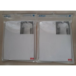 ユニクロ(UNIQLO)のユニクロ　エアリズム　M　白　クルーネック　T　半袖　２枚セット(Tシャツ/カットソー(半袖/袖なし))