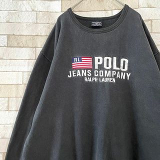 ポロラルフローレン(POLO RALPH LAUREN)のポロジーンズ スウェット センター刺繍 星条旗 カナダ製 ブラック M(スウェット)