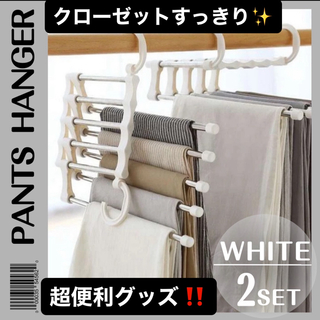 パンツハンガー 5連 2個セット 新生活 クローゼット 衣替え　省スペース(押し入れ収納/ハンガー)
