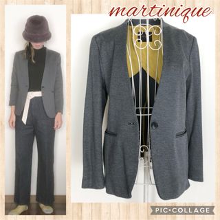 ユナイテッドアローズ(UNITED ARROWS)のmartinique マルティニーク ノーカラー1Bジャケット グレー36(ノーカラージャケット)