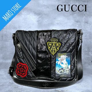 グッチ(Gucci)の【美品】 GUCCI パッチワーク キルティング ナイロン ショルダーバッグ(ショルダーバッグ)