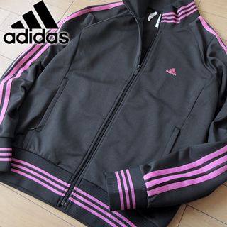 アディダス(adidas)の美品 L アディダス レディース ジャージ ジャケット グレー ピンク(その他)