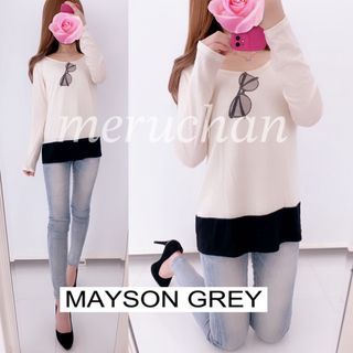 メイソングレイ(MAYSON GREY)の【美品】MAYSON GREY サングラスモチーフ 薄手ニット トップス(ニット/セーター)