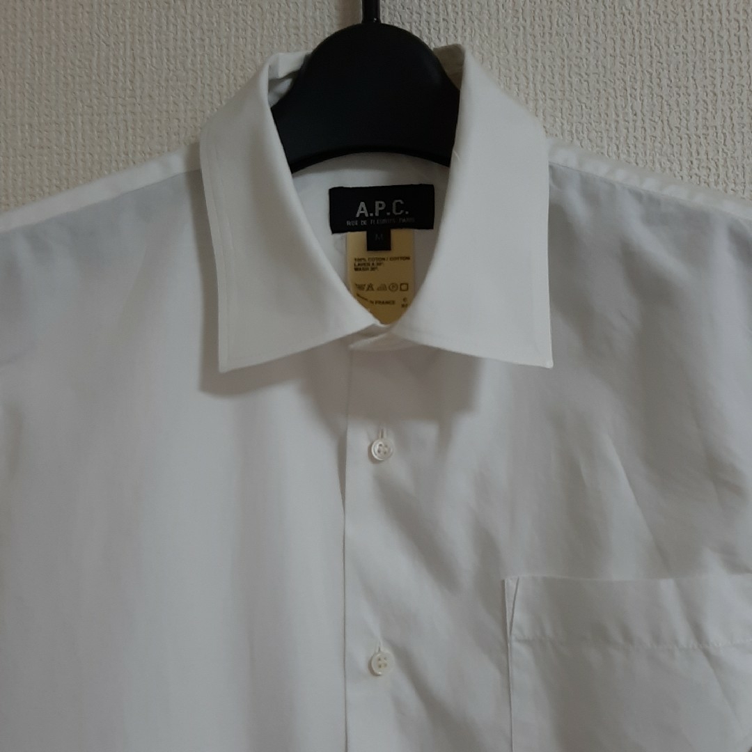 A.P.C(アーペーセー)の#A.P.Cホワイトシャツ&ブラウス／サイズM／1枚所持-便利シンプルシャツ美品 レディースのトップス(シャツ/ブラウス(長袖/七分))の商品写真