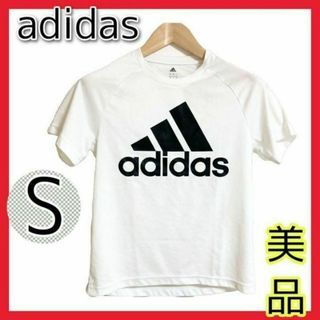 アディダス(adidas)の【美品】アディダス Tシャツ トレーニングウェア 半袖 運動 白 吸湿速乾 S(Tシャツ/カットソー(半袖/袖なし))