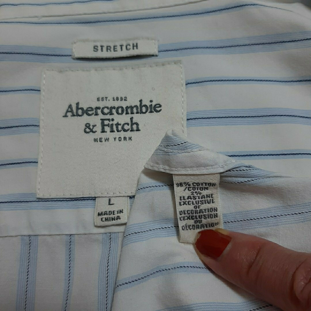 Abercrombie&Fitch(アバクロンビーアンドフィッチ)の#Abercrombie&Fitch／綿98%(ストレッチ)／サイズL／美品 レディースのトップス(シャツ/ブラウス(長袖/七分))の商品写真