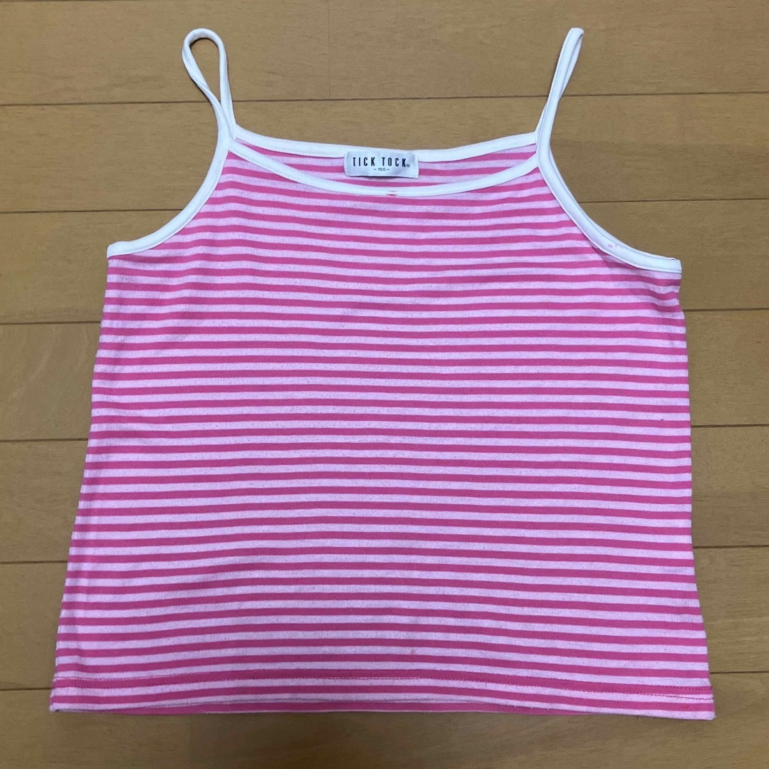 キャミソール　ピンク　ボーダー　150 キッズ/ベビー/マタニティのキッズ服女の子用(90cm~)(Tシャツ/カットソー)の商品写真