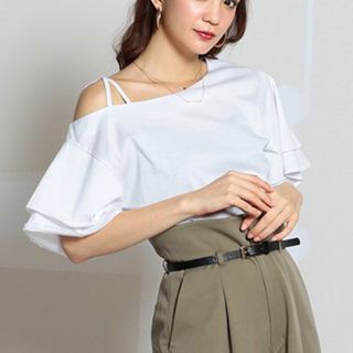 ロイヤルパーティー(ROYAL PARTY)の【新品未使用】ワンショルダーワッフルカットブラウス(Tシャツ(半袖/袖なし))