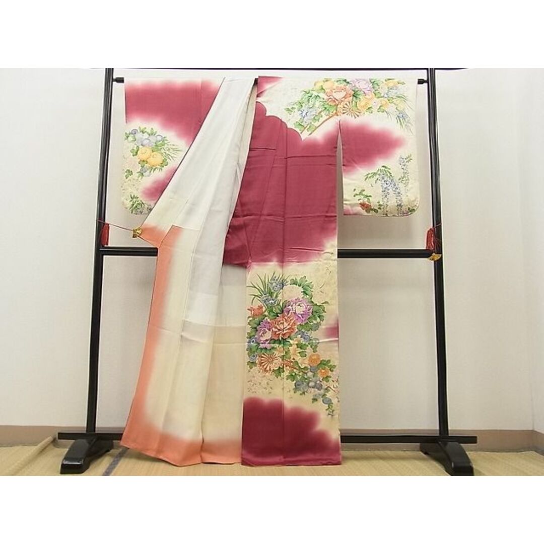 平和屋野田店■訪問着　駒刺繍　道長花車文様　暈し染め　金銀彩　逸品　BAAC2682jr レディースの水着/浴衣(着物)の商品写真