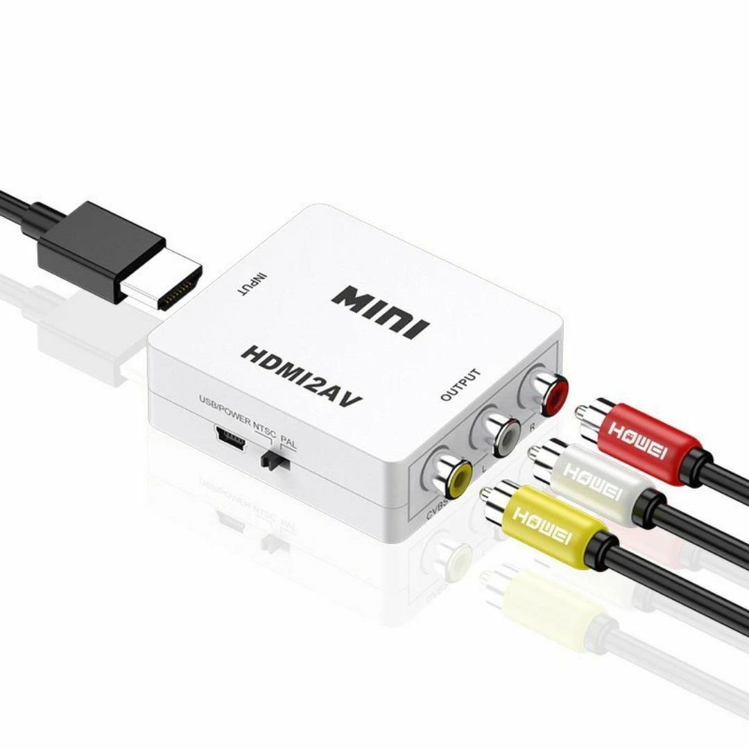 HDMI RCA 変換アダプタ HDMI to AV コンバーター ブラック スマホ/家電/カメラのテレビ/映像機器(映像用ケーブル)の商品写真