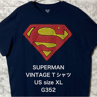 ヴィンテージ(VINTAGE)のUSA アメリカ古着 SUPERMANビッグロゴ XLsize ネイビーTシャツ(Tシャツ/カットソー(半袖/袖なし))