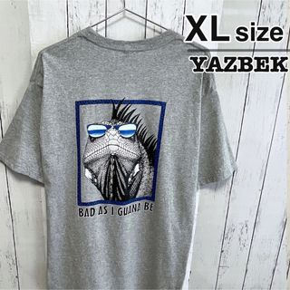 ヴィンテージ(VINTAGE)のYAZBEK　Tシャツ　XL　グレー　トカゲ　爬虫類　アニマル柄　USA古着(Tシャツ/カットソー(半袖/袖なし))