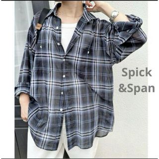 Spick & Span   コットンボイル　チェック　ルーズシャツ ブラック