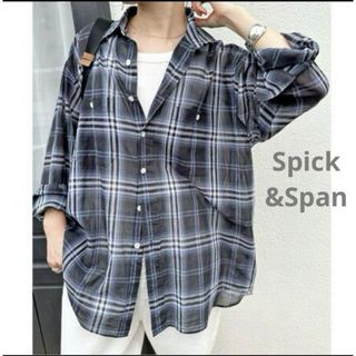 スピックアンドスパン(Spick & Span)のSpick & Span   コットンボイル　チェック　ルーズシャツ ブラック(シャツ/ブラウス(長袖/七分))