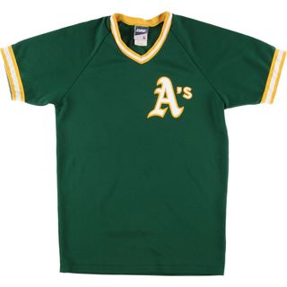 古着 90年代 BIKE MLB OAKLAND ATHLETICS オークランドアスレチックス Vネック ゲームシャツ ベースボールシャツ USA製 メンズL ヴィンテージ /eaa445676(Tシャツ/カットソー(半袖/袖なし))