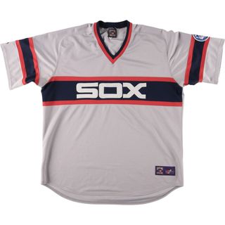 古着 ビッグサイズ 90年代 マジェスティック majestic COOPERSTOWN COLLECTION MLB CHICAGO WHITE SOX シカゴホワイトソックス Vネック ゲームシャツ ベースボールシャツ USA製 メンズXXXL ヴィンテージ /eaa445677(Tシャツ/カットソー(半袖/袖なし))