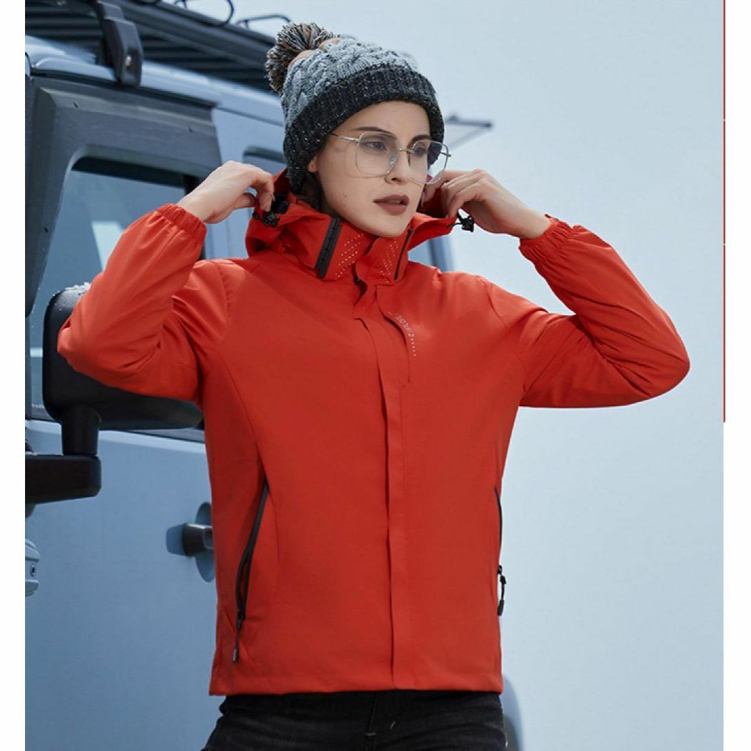 ウインドブレーカー M アウトドア キャンプ  防寒着 登山服 保温 レッド レディースのジャケット/アウター(その他)の商品写真