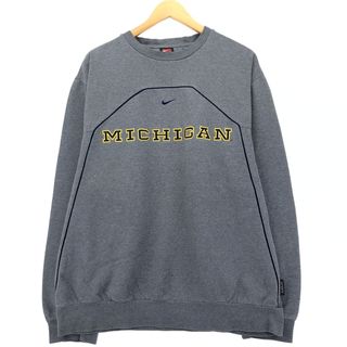 ナイキ(NIKE)の古着 00年代 ナイキ NIKE TEAM MICHIGAN ミシガン大学 カレッジスウェットシャツ トレーナー メンズL /eaa411112(スウェット)