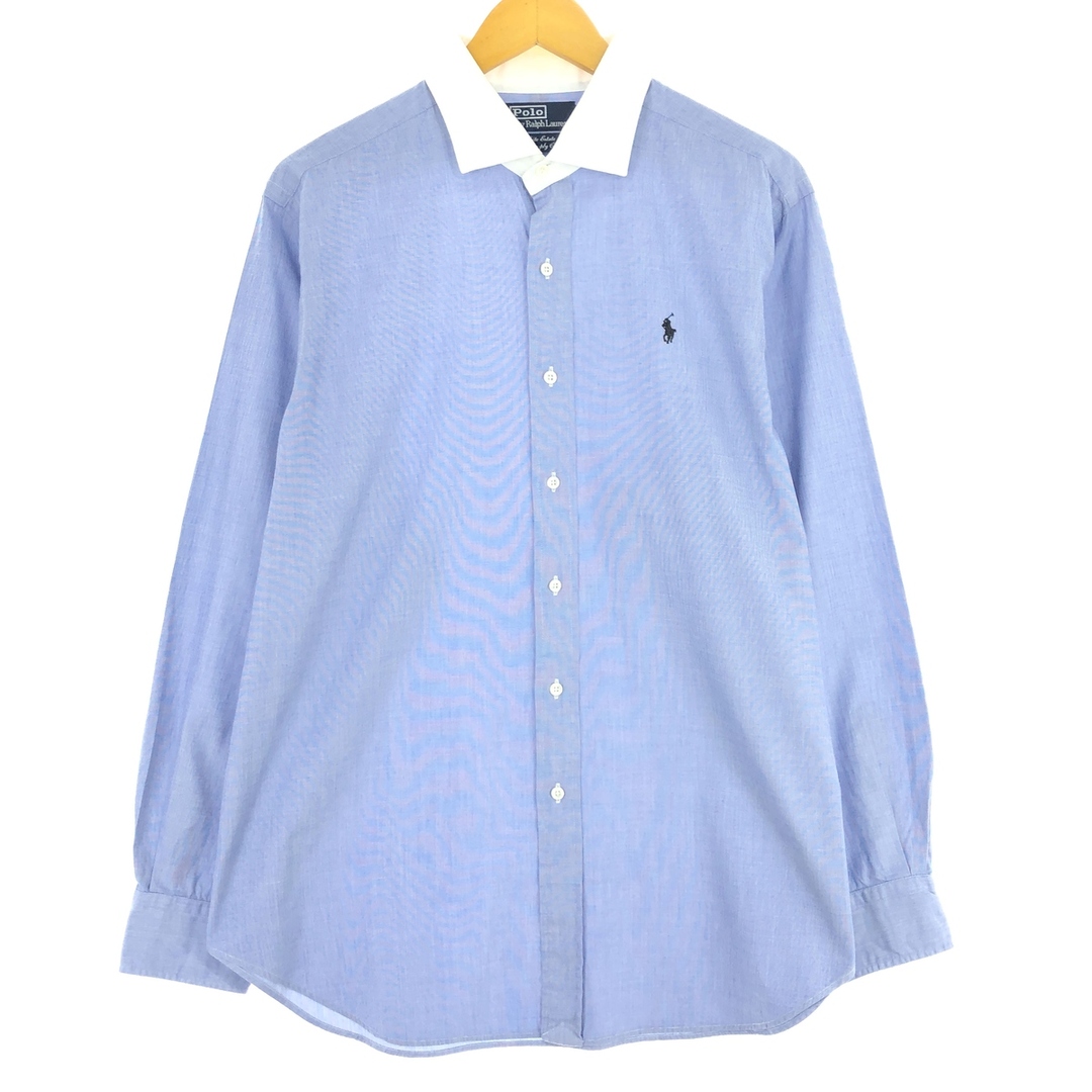 Ralph Lauren(ラルフローレン)の古着 ラルフローレン Ralph Lauren POLO by Ralph Lauren ワイドカラー 長袖 コットンシャツ メンズL /eaa445812 メンズのトップス(シャツ)の商品写真