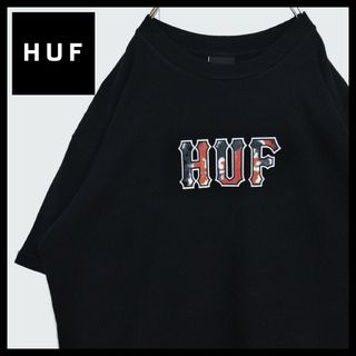 HUF - 《HUF/ハフ》USA製　マーブル　ロゴ　Tシャツ　ビッグシルエット　黒