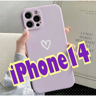 ❤️新品❤️【iPhone14】iPhoneケース パープル ハート 手書き(iPhoneケース)