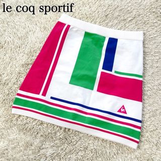 ルコックスポルティフ(le coq sportif)のほぼ未使用 ルコック　ゴルフ スカート ニット　春夏 マルチカラー 11号(ウエア)