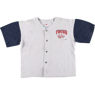 古着 90年代 ARTEX MLB MINNESOTA TWINS ミネソタツインズ バックプリント ゲームシャツ ベースボールシャツ USA製 メンズXL ヴィンテージ /eaa428347(シャツ)