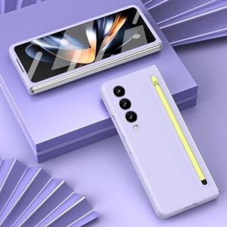 Galaxy Z Fold4 携帯 カバー 保護 タッチペン付 パープル(モバイルケース/カバー)