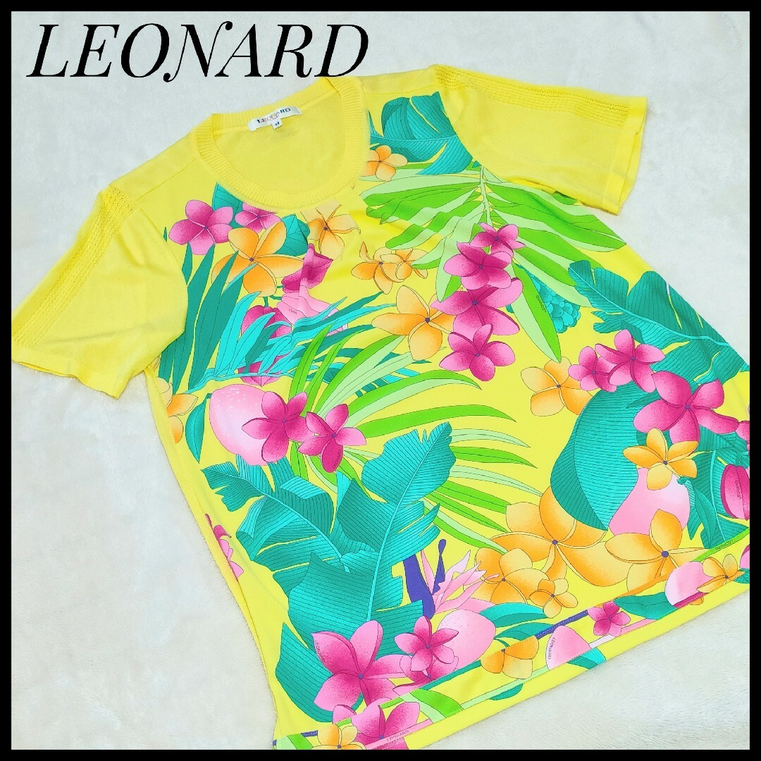 LEONARD(レオナール)のレオナール　LEONARD　トップス　チュニック　花柄　Tシャツ　黄色　カンカン レディースのトップス(チュニック)の商品写真