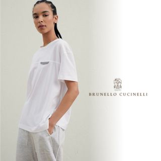 ブルネロクチネリ(BRUNELLO CUCINELLI)のM25★美品★23SS★極上モニーレ装飾つき 半袖カットソー ブルネロクチネリ(Tシャツ(半袖/袖なし))