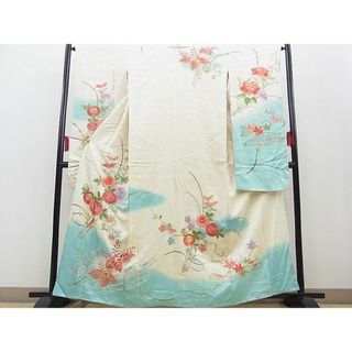 平和屋野田店■豪華振袖　総刺繍　花筏に花熨斗　暈し染め　金銀糸　逸品　BAAC3941gt(振袖)