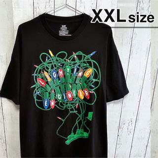 USA古着　Tシャツ　XXL　ブラック　黒　プリント　ライト　オーバーサイズ(Tシャツ/カットソー(半袖/袖なし))