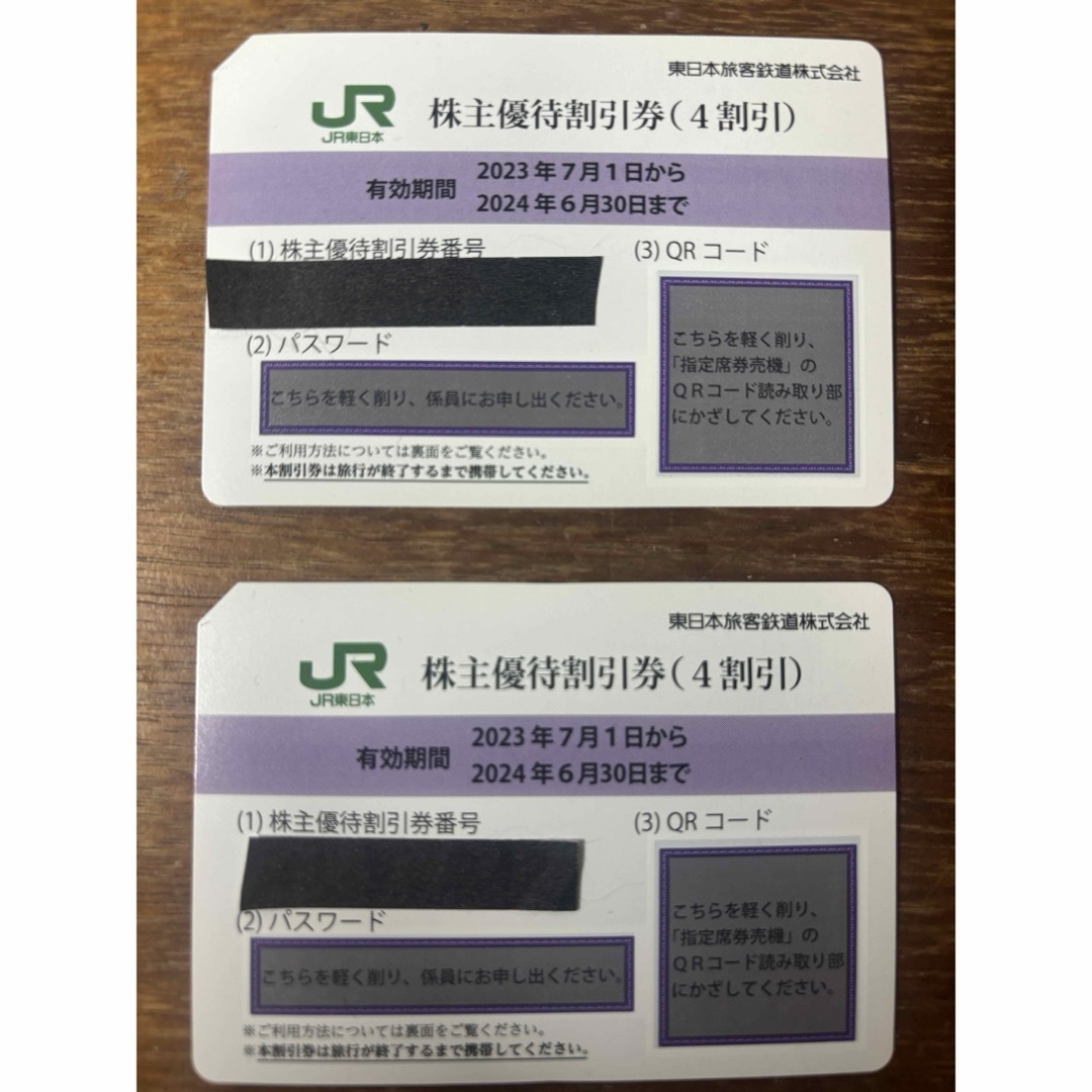 JR(ジェイアール)のJR東日本株主優待券　２枚セット チケットの乗車券/交通券(鉄道乗車券)の商品写真