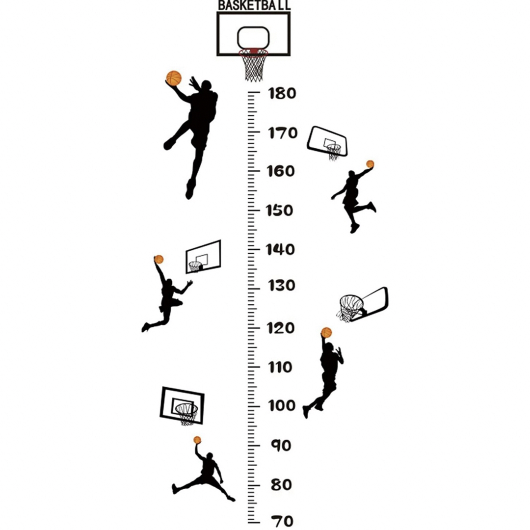 ウォールステッカー 身長計 キッズ  ジュニア 壁紙 シール バスケットボール インテリア/住まい/日用品のインテリア小物(その他)の商品写真