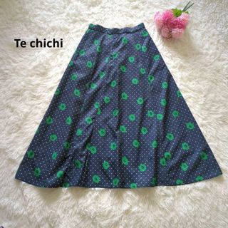 テチチ(Techichi)の【美品】Te chichi テチチ フレアロングスカート M ネイビー 花柄(ロングスカート)