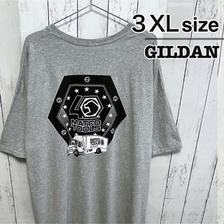 ギルタン(GILDAN)のUSA古着　GILDAN　Tシャツ　3XL　グレー　プリント　トラック　企業ロゴ(Tシャツ/カットソー(半袖/袖なし))