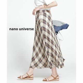 nano・universe - 【美品】ナノユニバース チェックプリーツロングスカート 38 M ウエストゴム