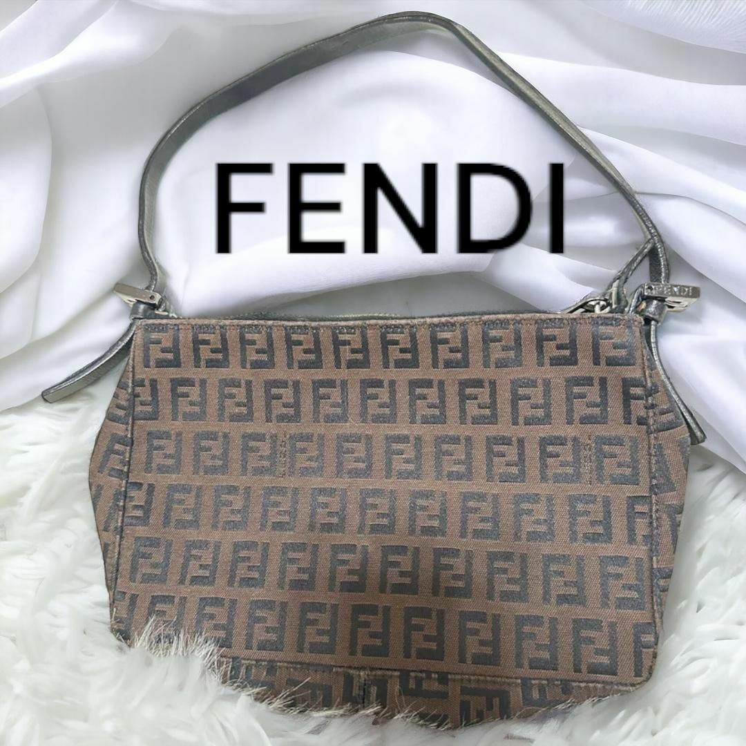 FENDI(フェンディ)のFENDI フェンディ ハンドバッグ ワンショルダー ズッカ柄 ズッキーノ 肩掛 レディースのバッグ(ショルダーバッグ)の商品写真