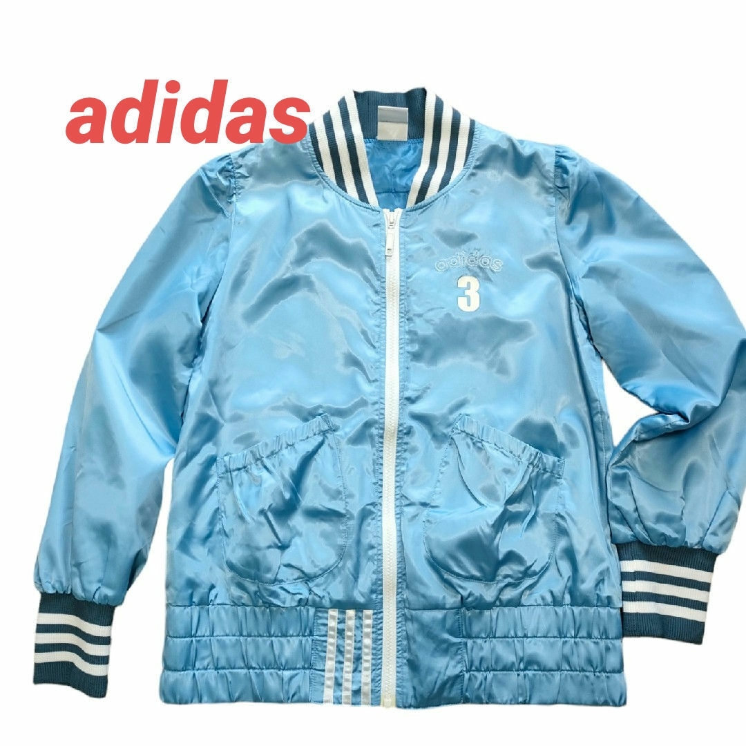 adidas(アディダス)の美品　adidas スタジャン ブルゾン ジャケット 　レディース Lサイズ レディースのジャケット/アウター(スタジャン)の商品写真