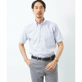 ユナイテッドアローズグリーンレーベルリラクシング(UNITED ARROWS green label relaxing)の【COBALT】パナマ チェック スリム ボタンダウンカラー 半袖 ドレスシャツ -イージーアイロン・接触冷感-(その他)